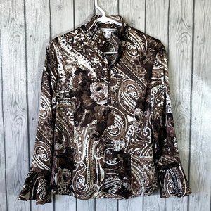 Stunning ST. JOHN Floral Silk Blend Blouse 8